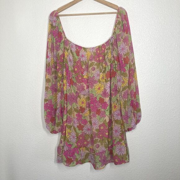Show Me Your Mumu Briar Dress Womens XL Pink Floral Boho Peasant Long Sleeve - Picture 2 of 16